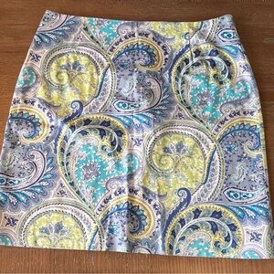 Melly M Paisley Skirt Aqua, Lime & Lavender Fully Lined Size 10